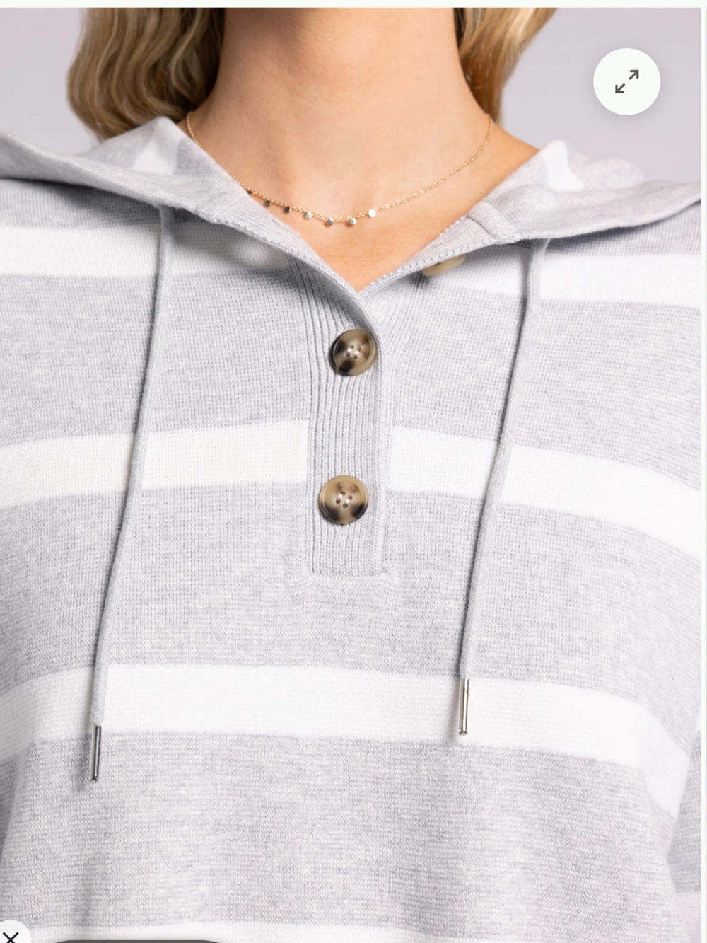 THREAD & SUPPLY Brighton Top - Grey White - L - Picture 2 of 6